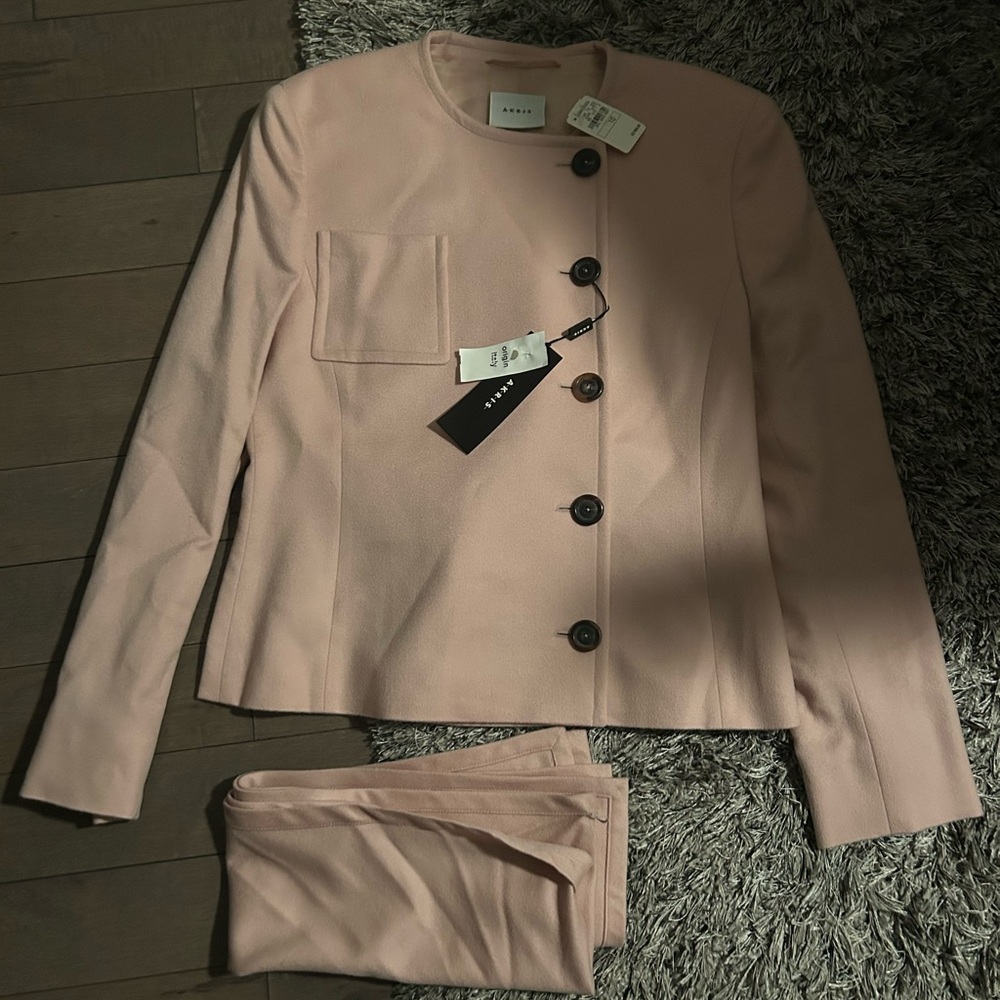NWT Akris Ariel powder pink wool jacket